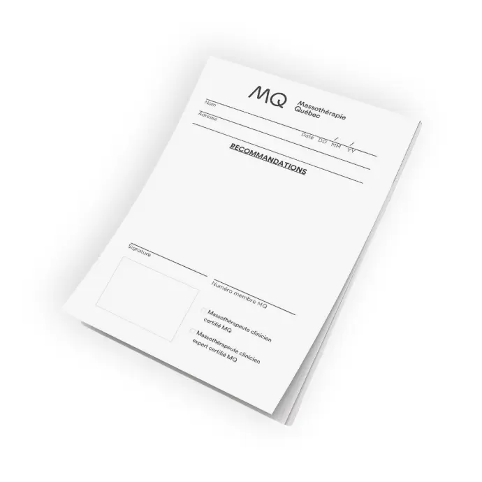 Tablette de recommandations vierge pour professionnels